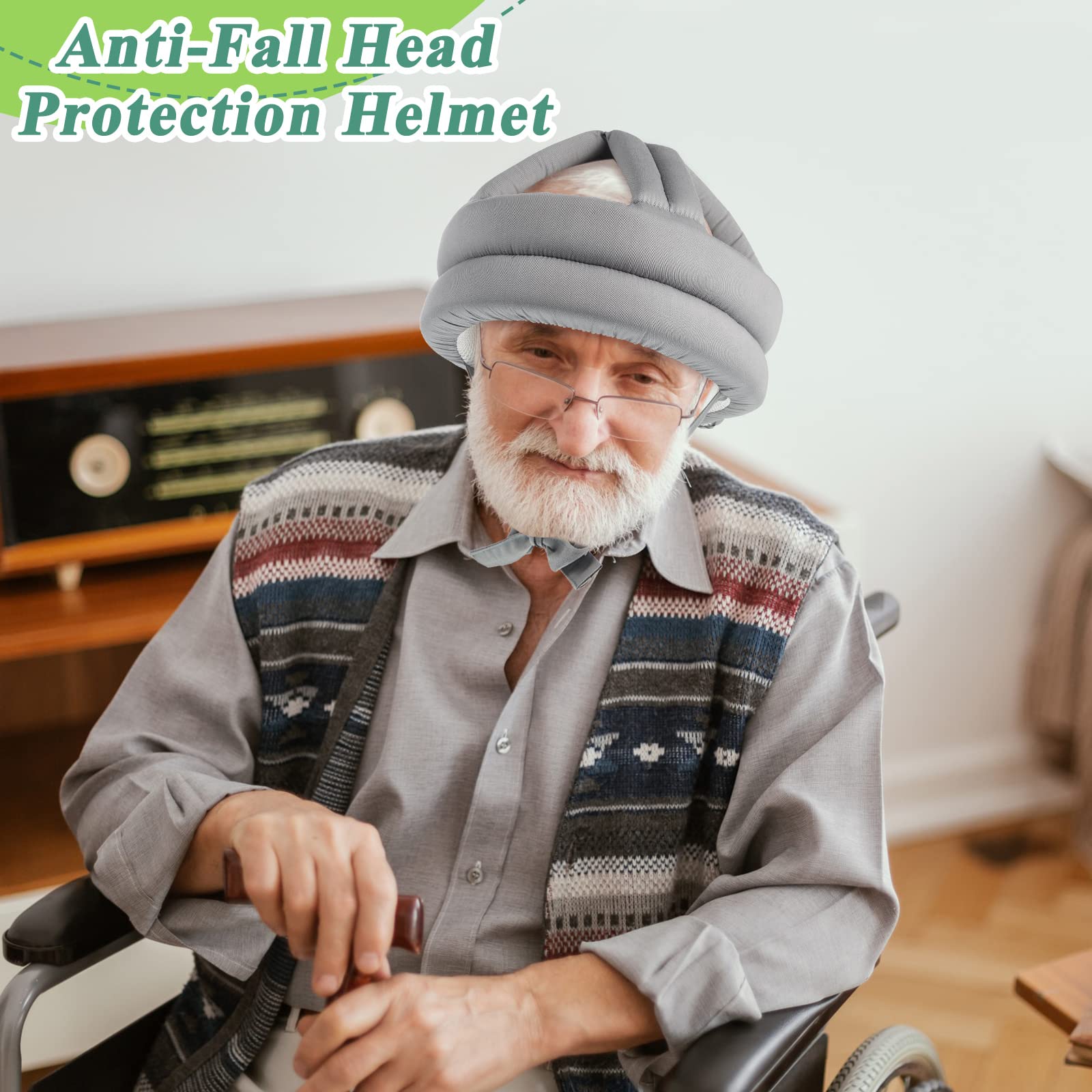 Woanger head protector supports seniors with mobility needs and fall safety.