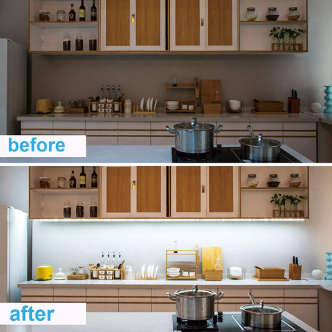 WOBANE 1900 lumen brightness demo shows vibrant cabinet illumination.