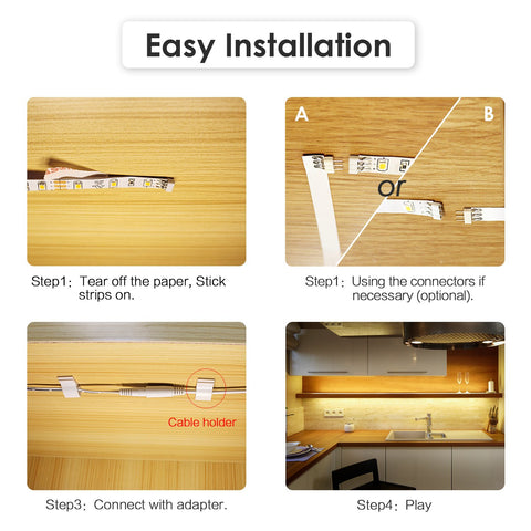 Illuminated kitchen counter scene using WOBANE lighting