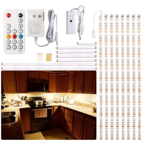 WOBANE under-cabinet lighting 13ft kit illuminates cabinets with even, bright warmth.