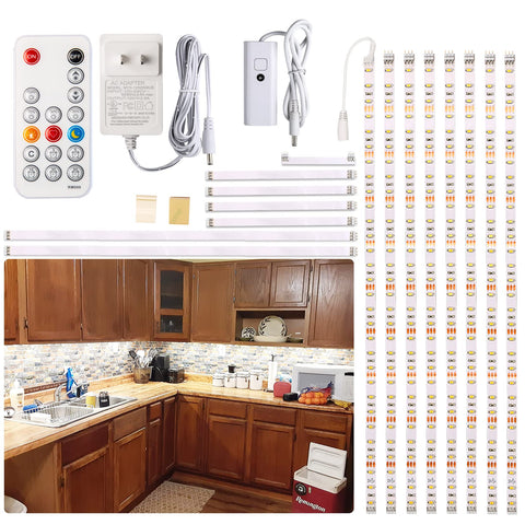 WOBANE under-cabinet lights brighten kitchen countertops with eight strip bars.