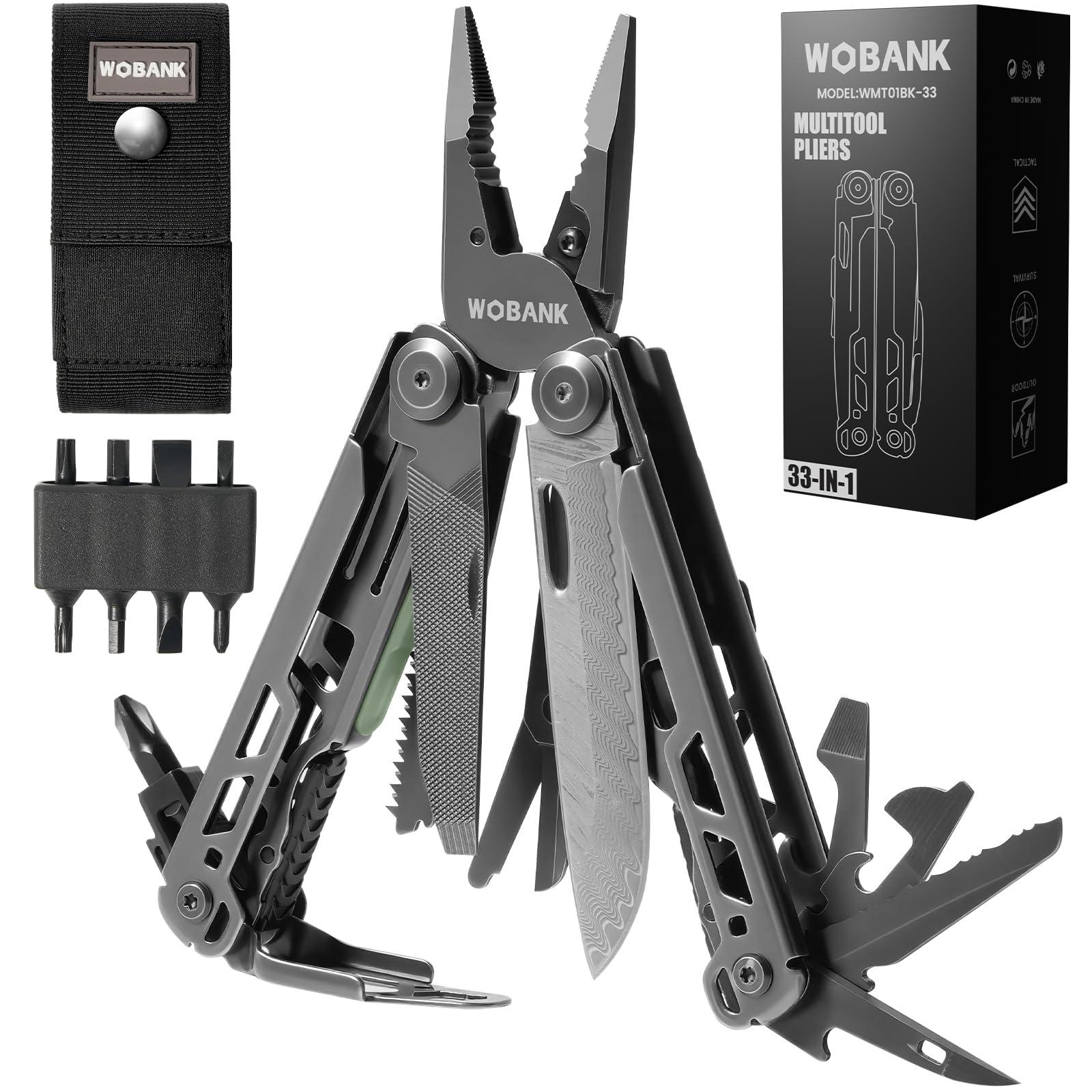 WOBANK 33-in-1 multitool folded for compact pocket carry and quick access