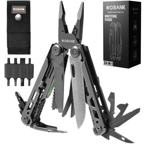 WOBANK 33-in-1 multitool folded for compact pocket carry and quick access