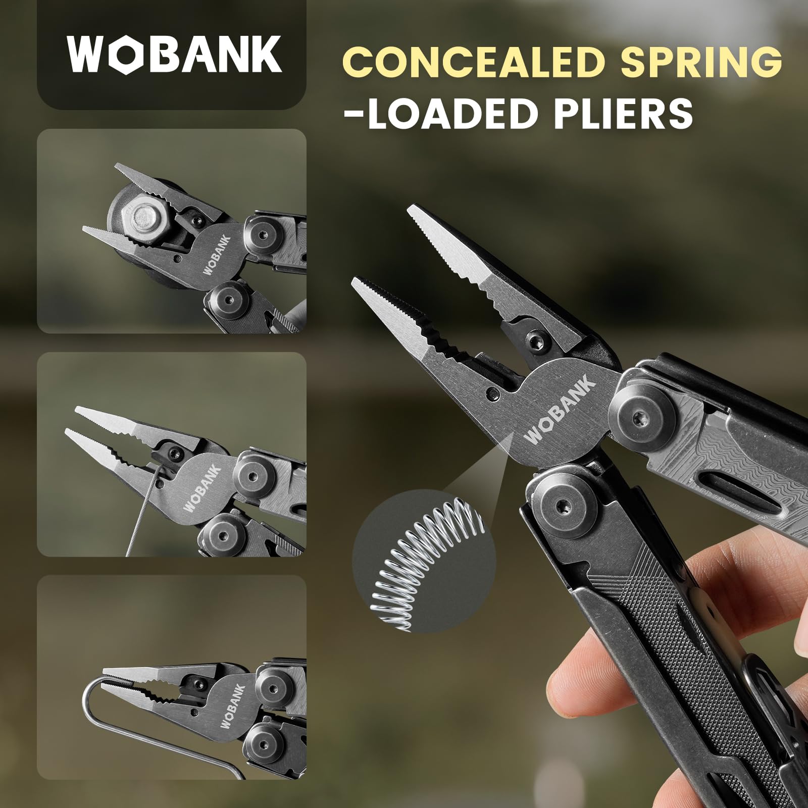 WOBANK multitool featuring saw and scissors for campsite setup and trimming