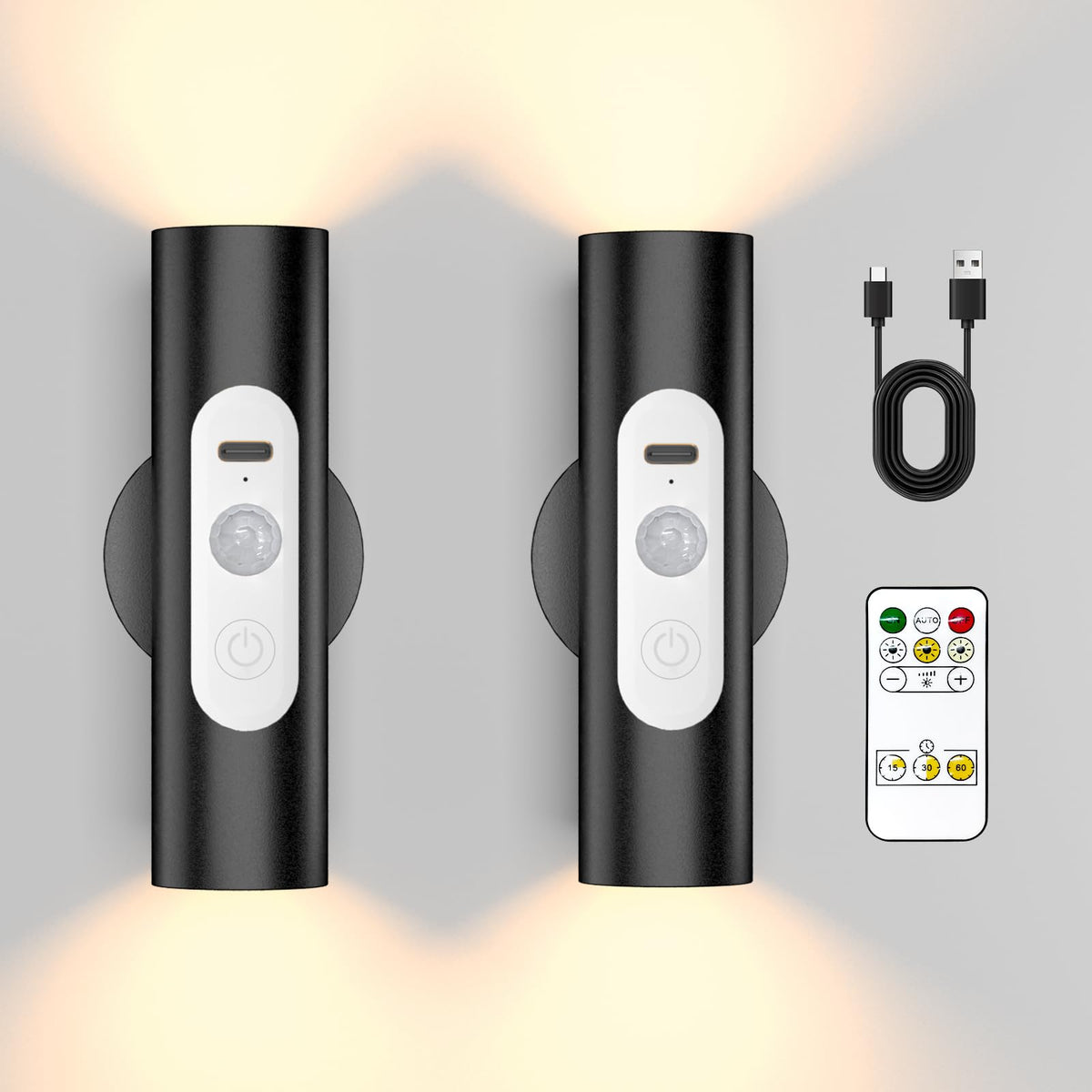 WOBSION motion sensor wall light front view, hands-free hallway navigation