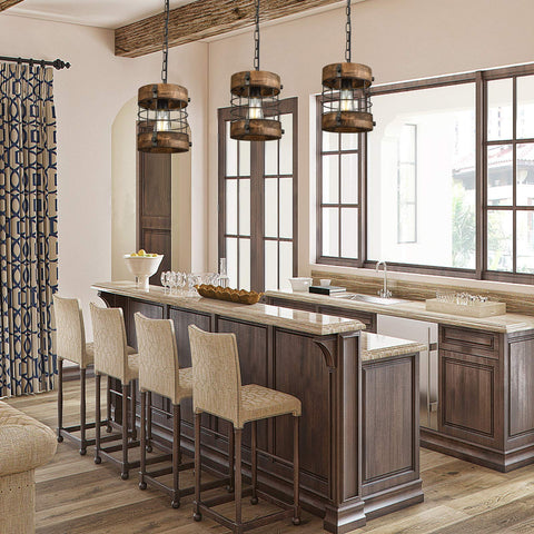 wochos antique-style pendant lamp adds warm lighting to dining rooms