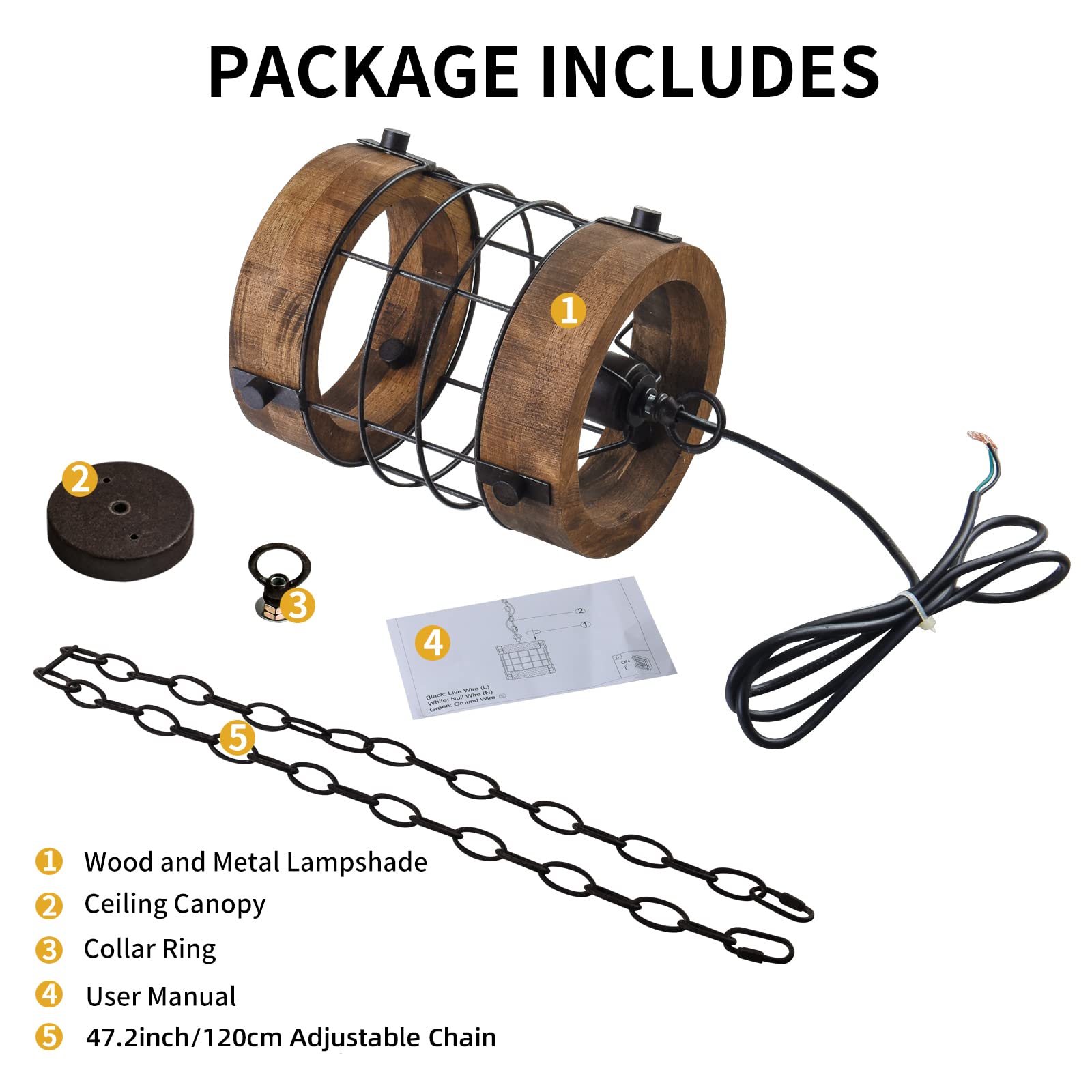 wochos includes easy-install hardware for quick mounting on varied ceilings