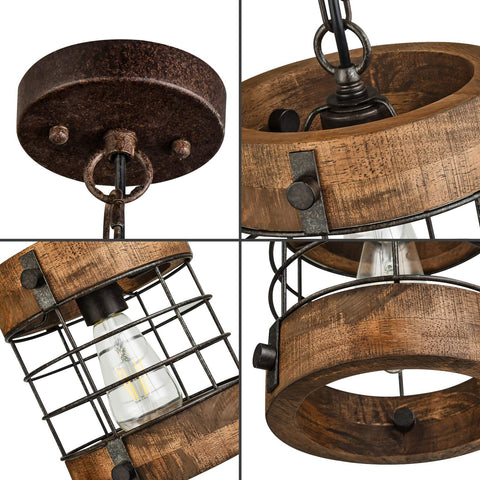 wochos wood-and-metal pendant with 7.9-inch diameter fits entryways and foyers
