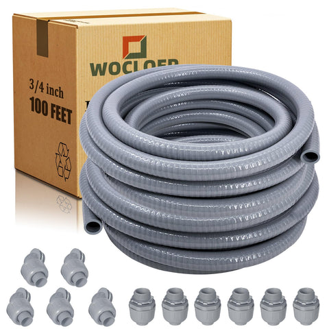 Wocloer liquid-tight conduit kit with 100 ft length and fittings for protected wiring