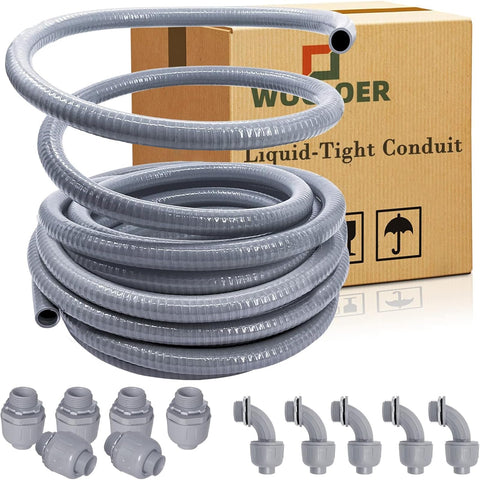 Wocloer liquid-tight conduit kit 100ft for durable outdoor wiring installations.