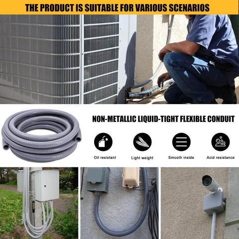 Outdoor installation example with weather-resistant conduit protecting electrical lines.