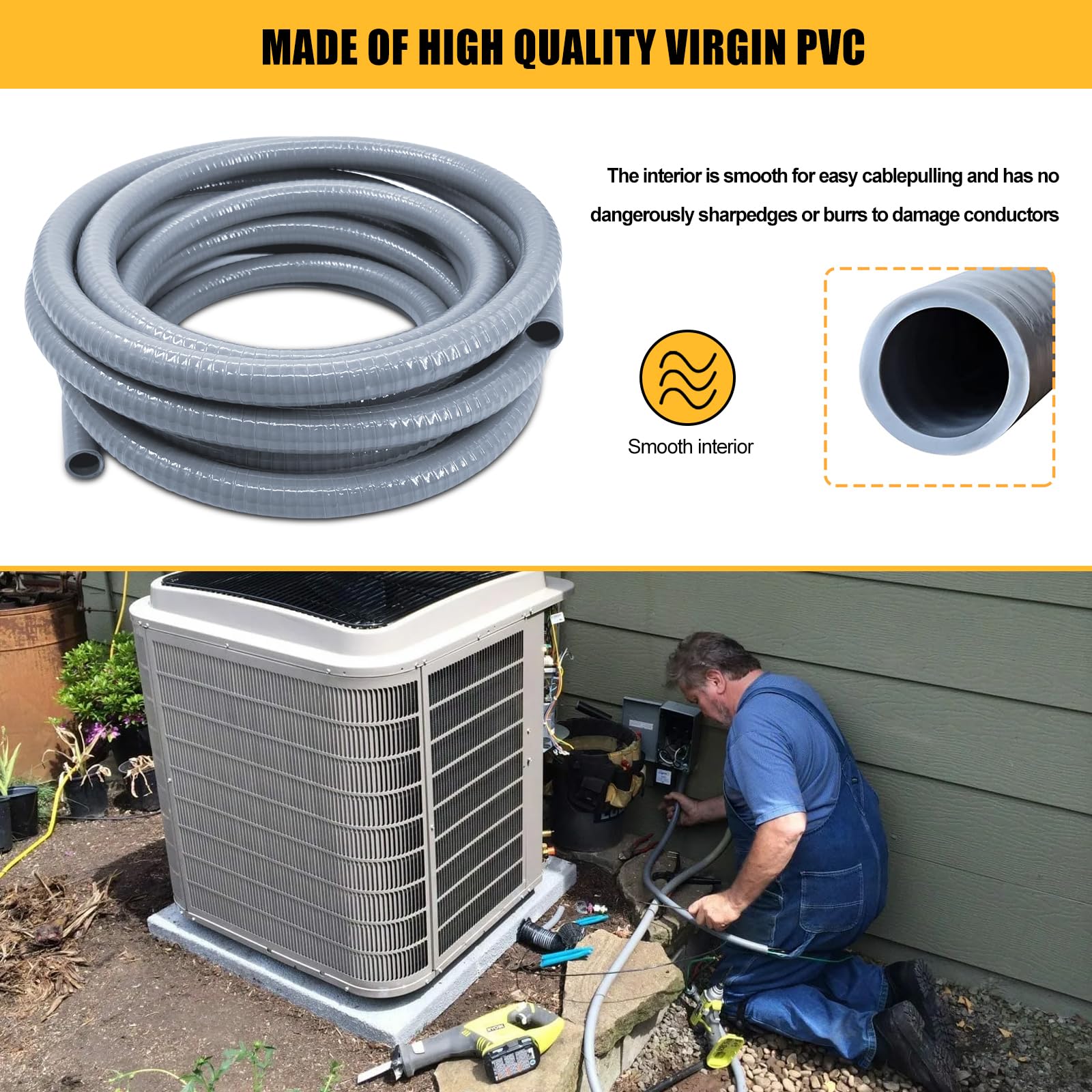 Wocloer conduit interior shows smooth pull surface for wiring.