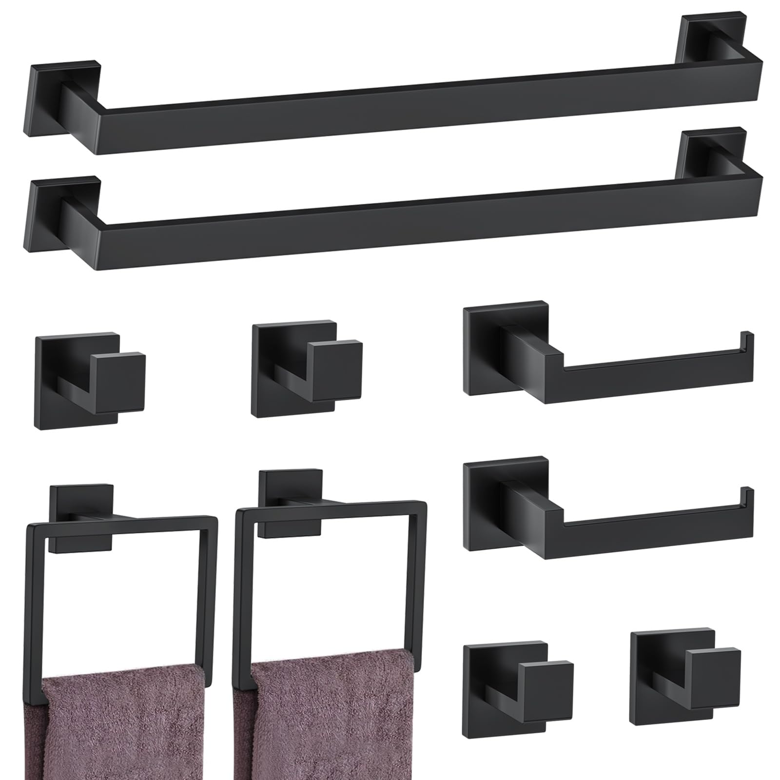 Woekme bathroom hardware set collection in matte black for a cohesive look.