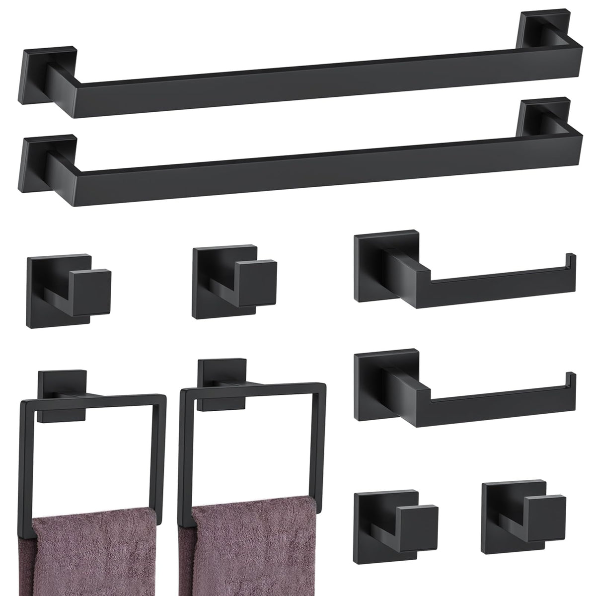 Woekme bathroom hardware set collection in matte black for a cohesive look.