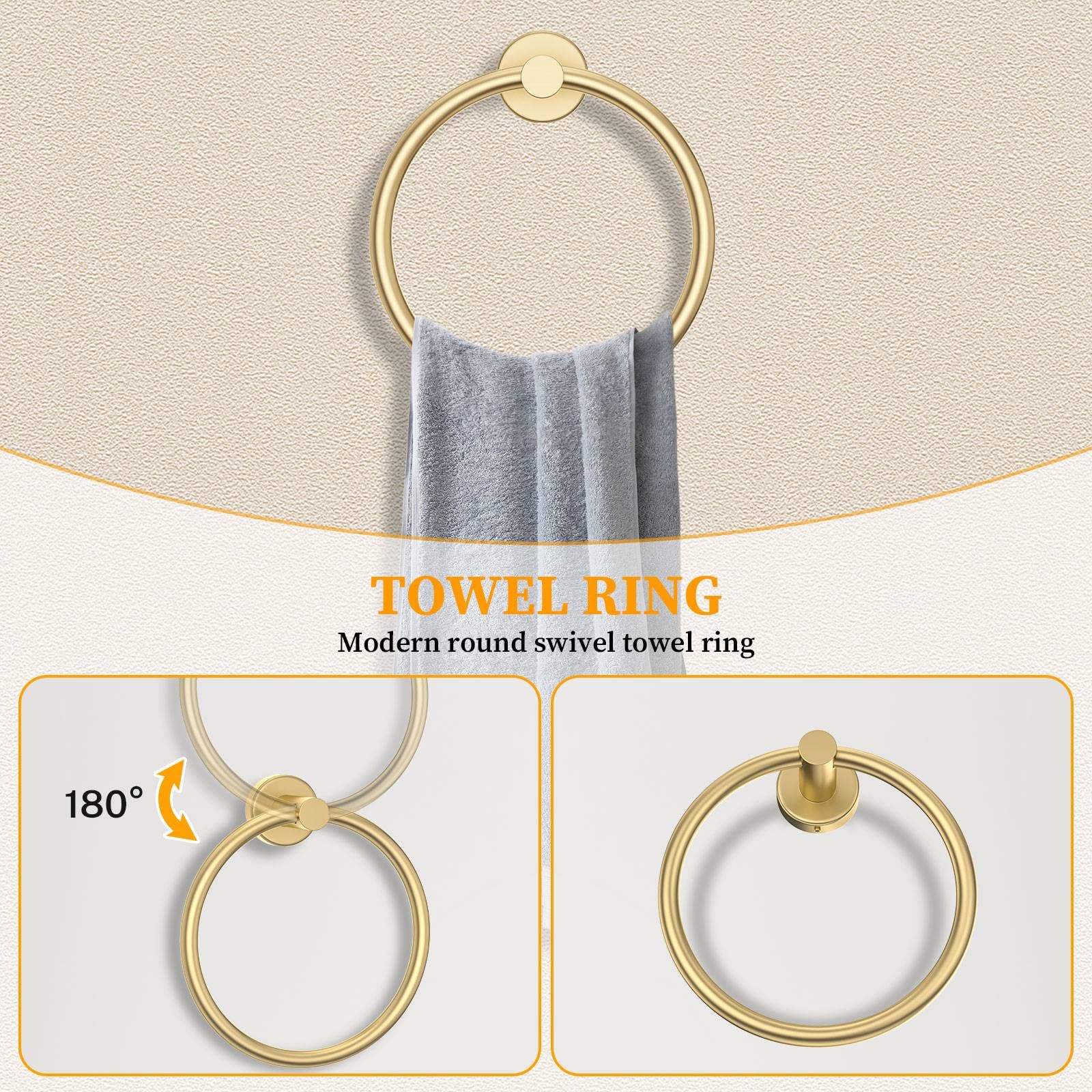 Woekme brushed gold toilet paper holder adds stylish storage and rust resistance.