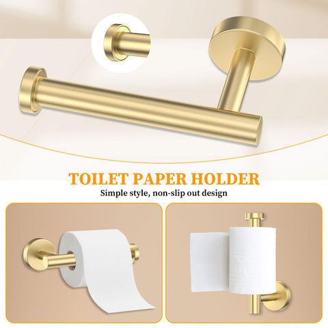 Woekme brushed gold towel hooks set keeps bathroom essentials organized.