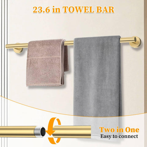 Woekme brushed gold towel ring on wall for easy towel access.
