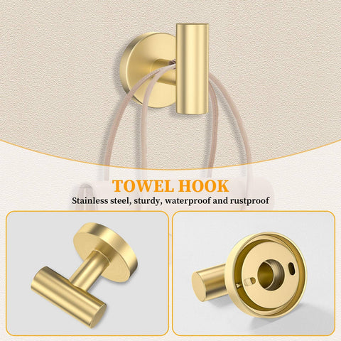 Woekme brushed gold wall-mounted hardware set for sturdy bathroom support.
