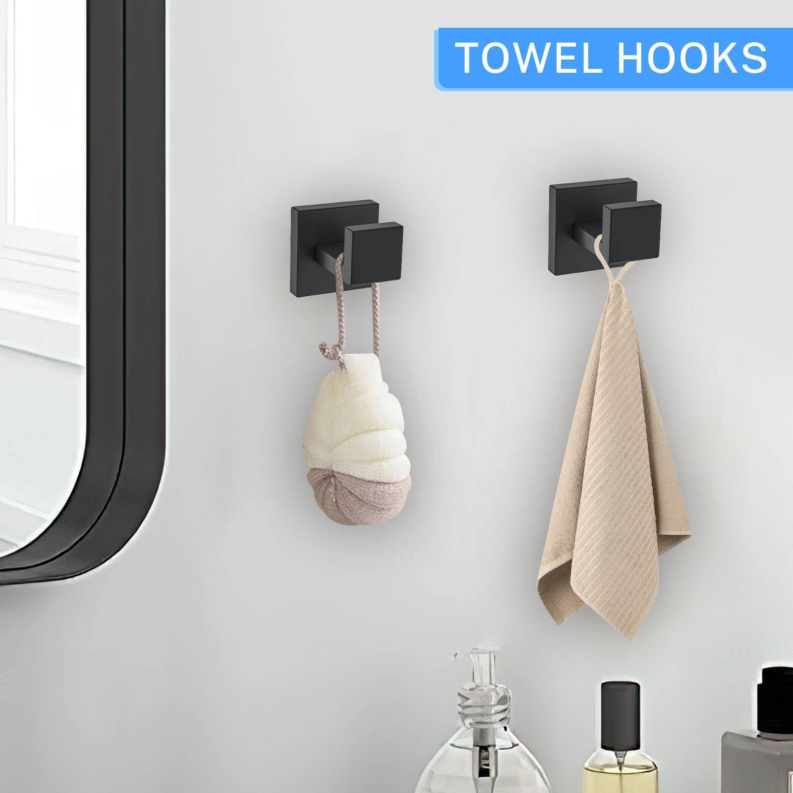 Woekme towel hooks 4 pack offer versatile bathroom storage.