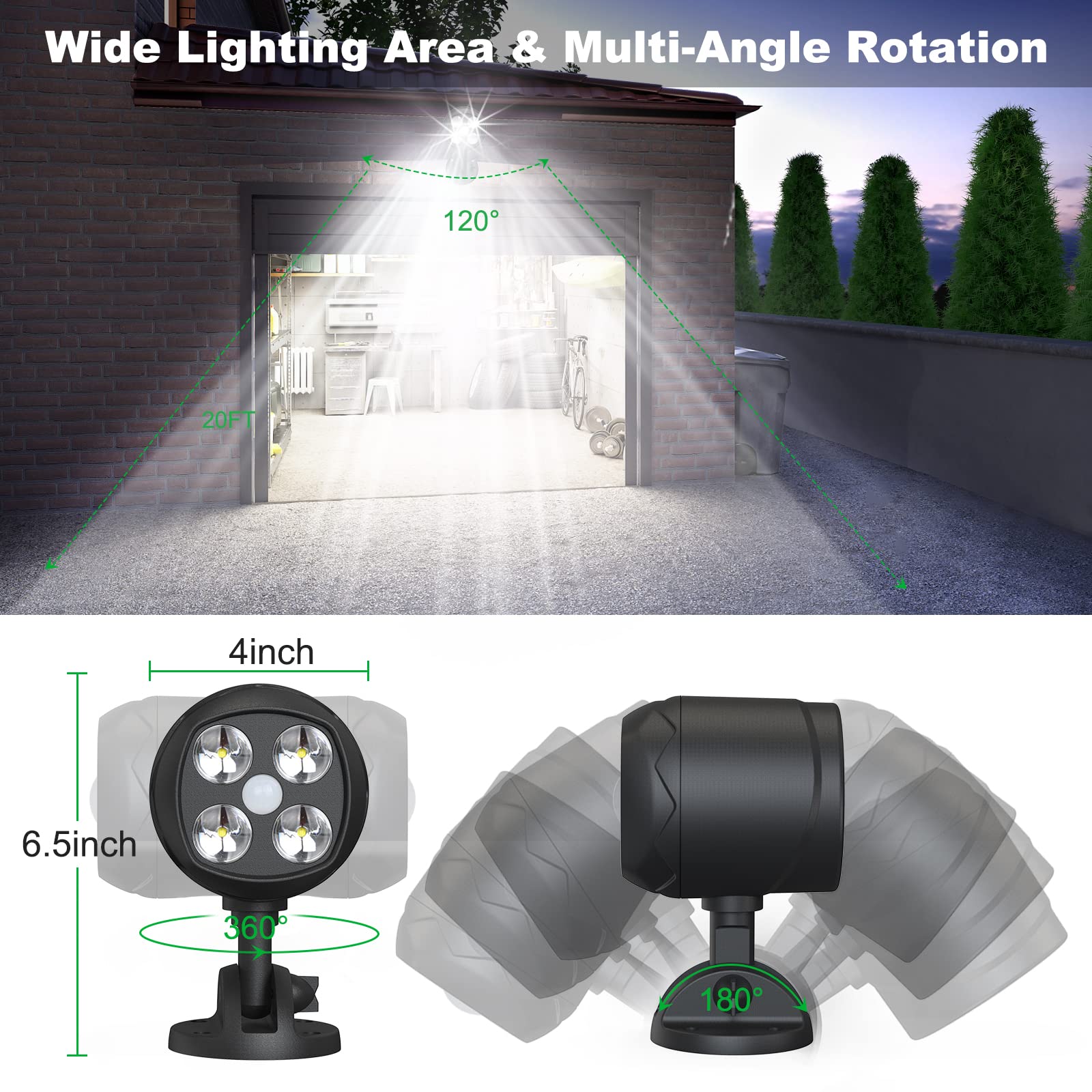 Woenergy angle-adjustment outdoor light head directs illumination precisely where needed.