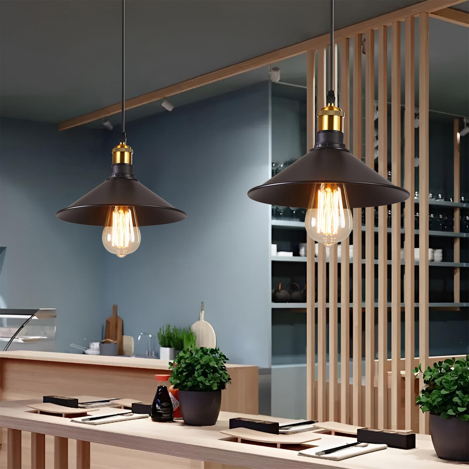 WOERFU matte black farmhouse fixture for kitchen lighting and cozy ambiance