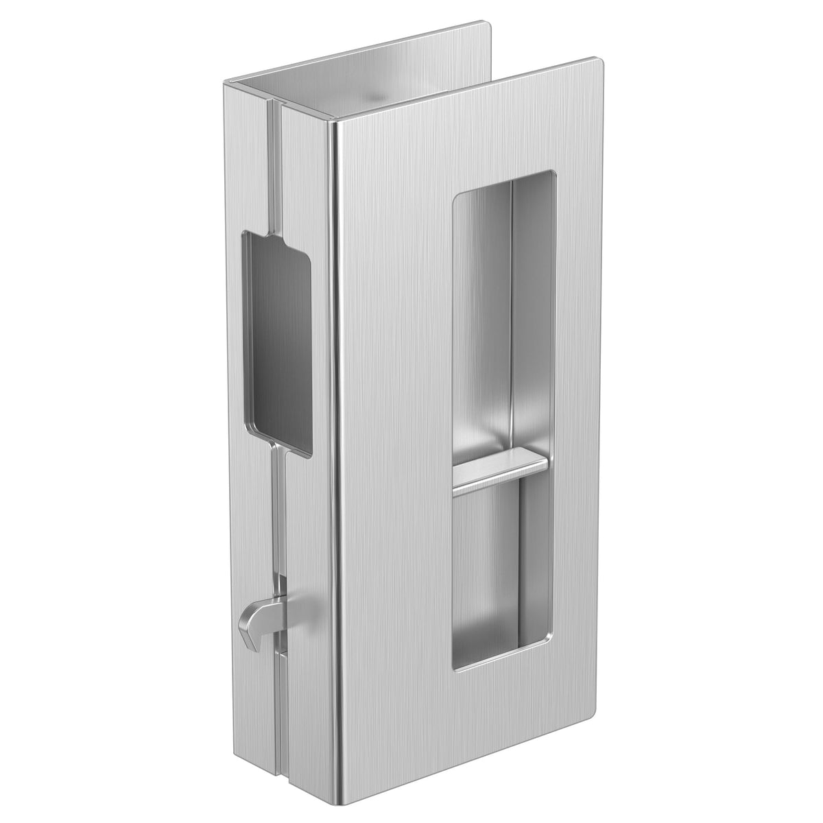 WOFADA brushed nickel pocket door pull lock front view for a sleek update