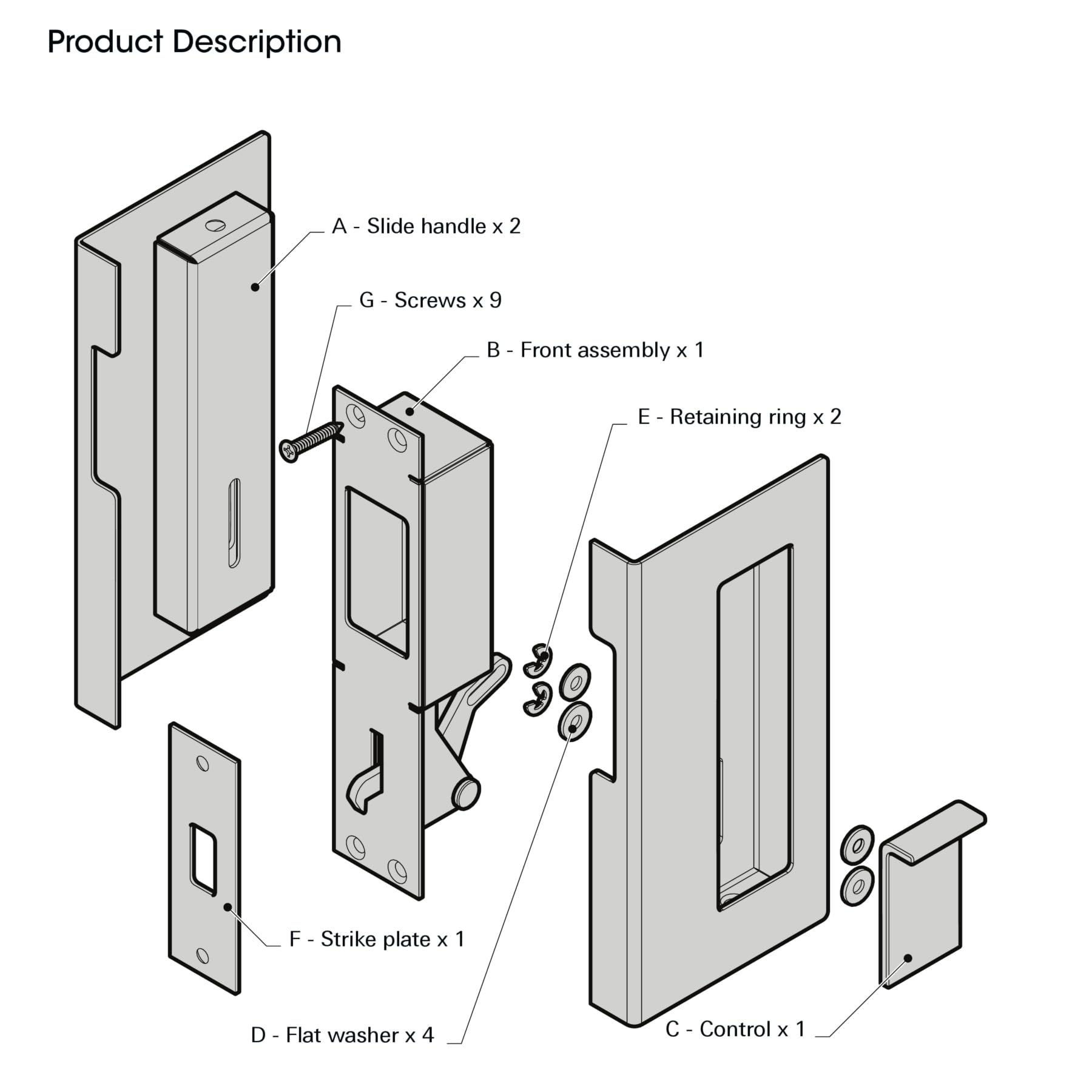 WOFADA hardware kit with screws for quick, hassle-free installation