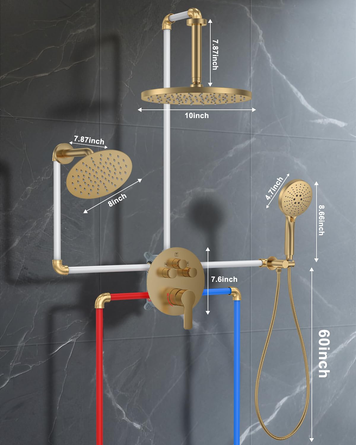 Woindo installation kit with brass components and built-in check valves