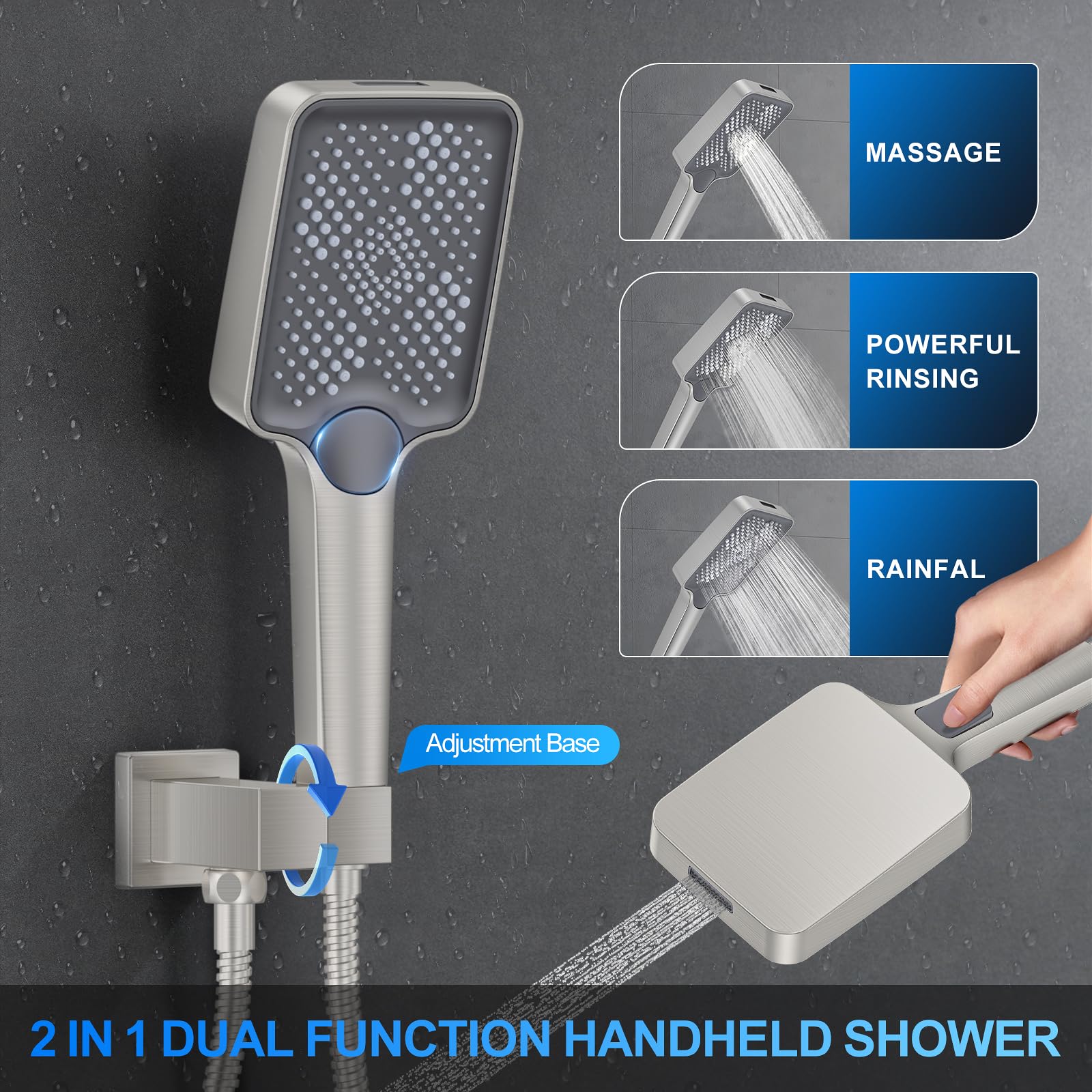 Woindo high-pressure rain head delivers strong yet efficient water flow.