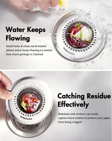Wokdada 304 stainless steel basket resists rust and keeps your sink fresh.