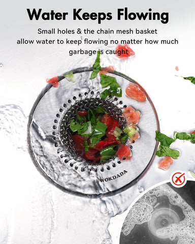 Wokdada flat edge design keeps the strainer stable during washing.