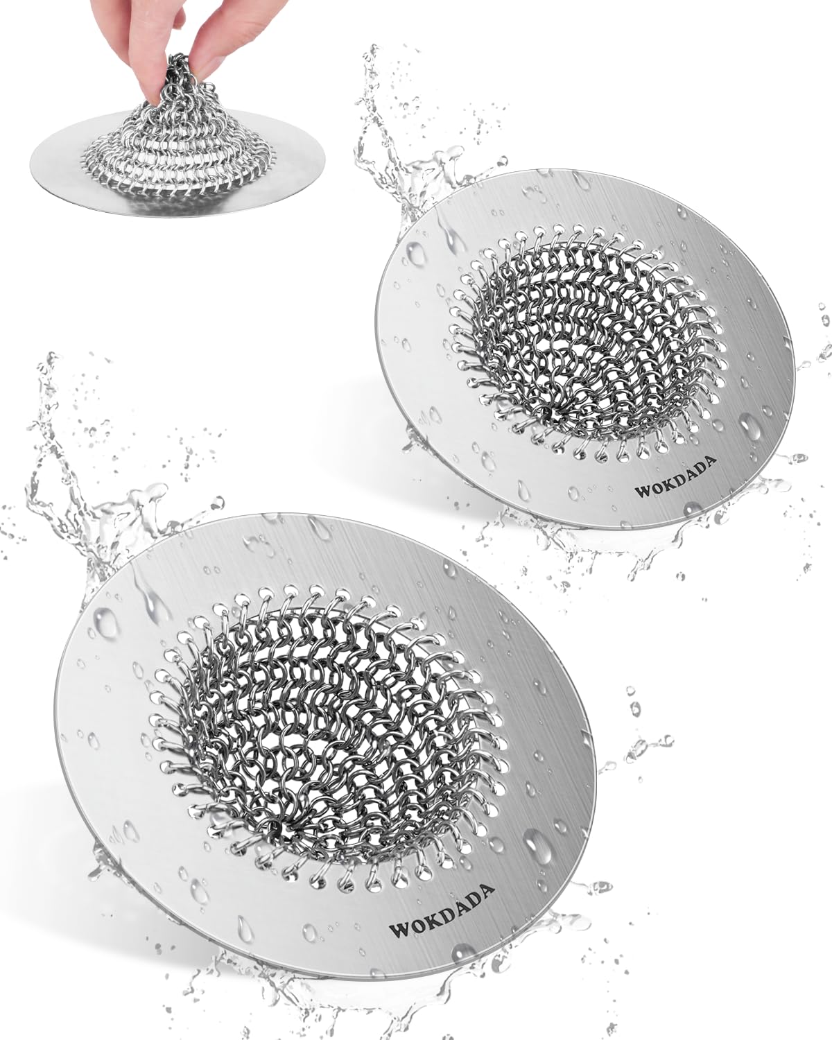 Wokdada flippable sink strainer with a large basket for easy cleanup.