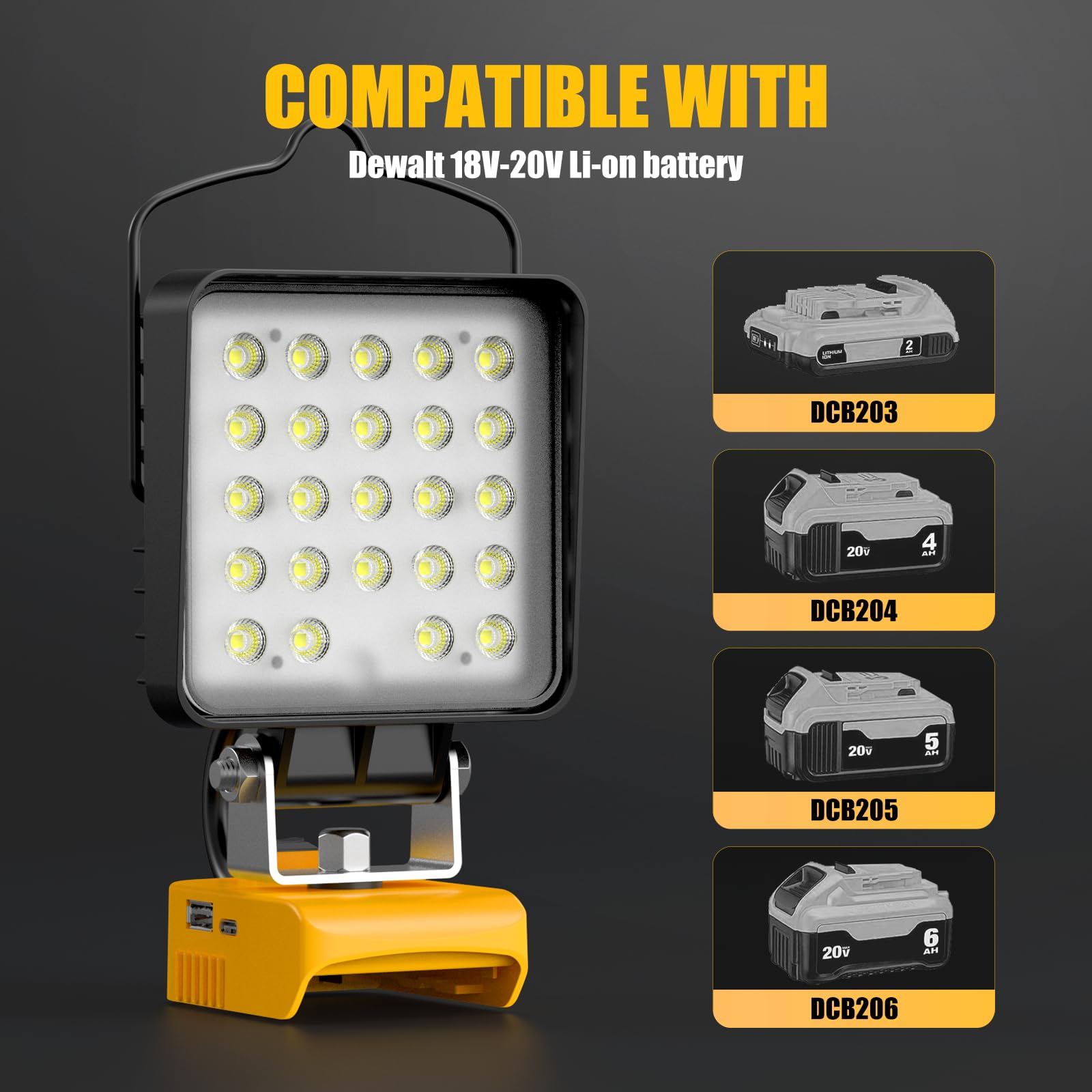 Wokelux LED work light with 24 LED beads delivering bright, even coverage.