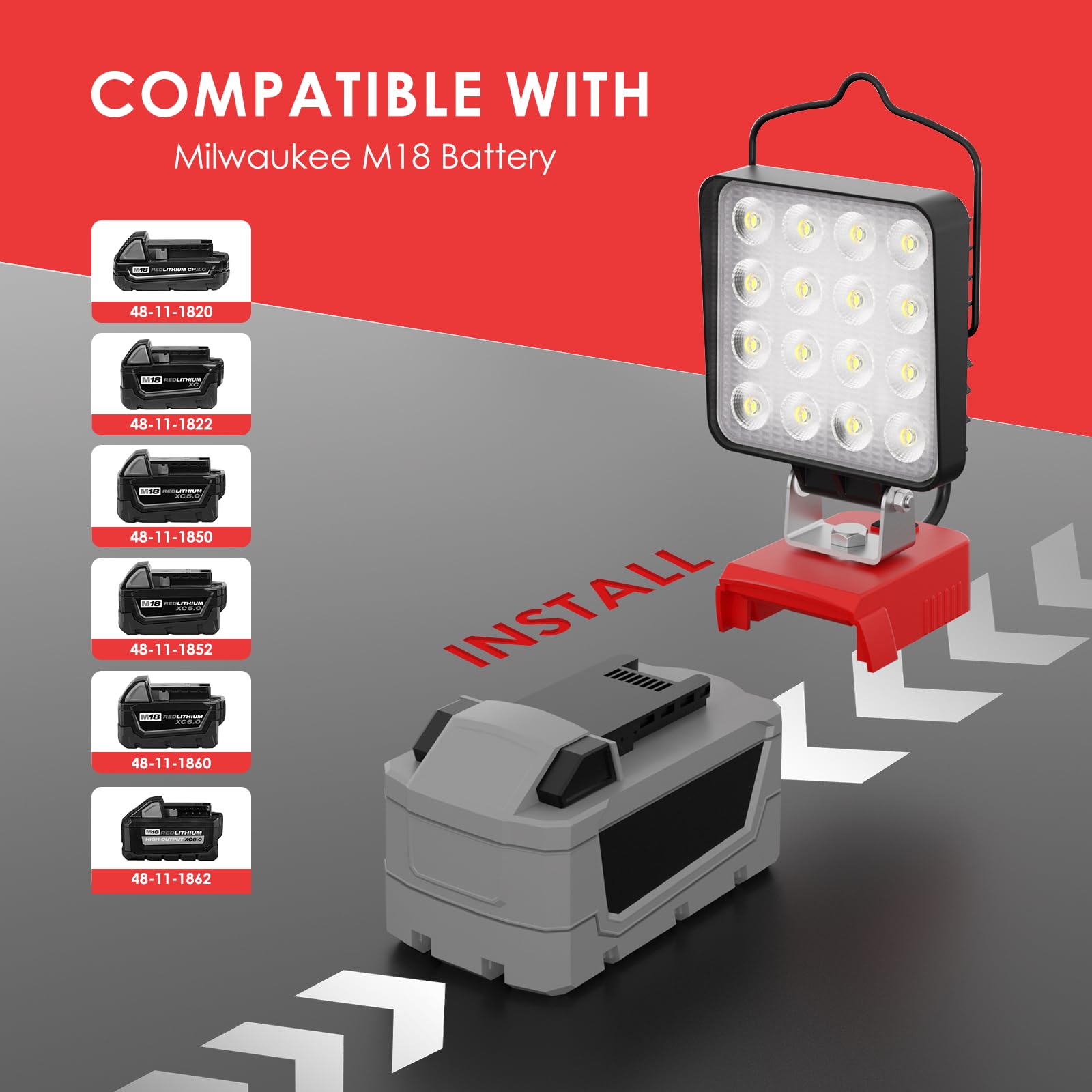 Wokelux light with dual USB-C and USB-A ports charges devices on the job.