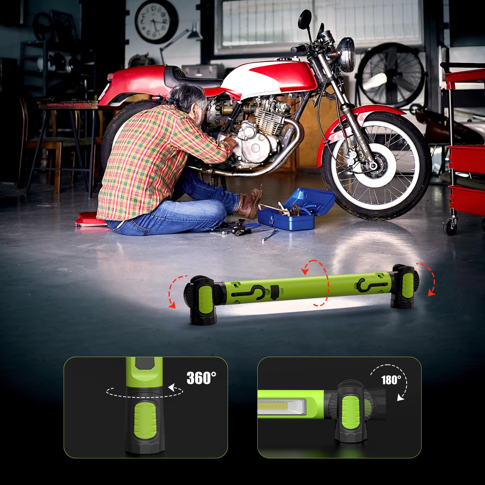 Wokelux Mechanic Work Light IPX4 rated durability for shop use