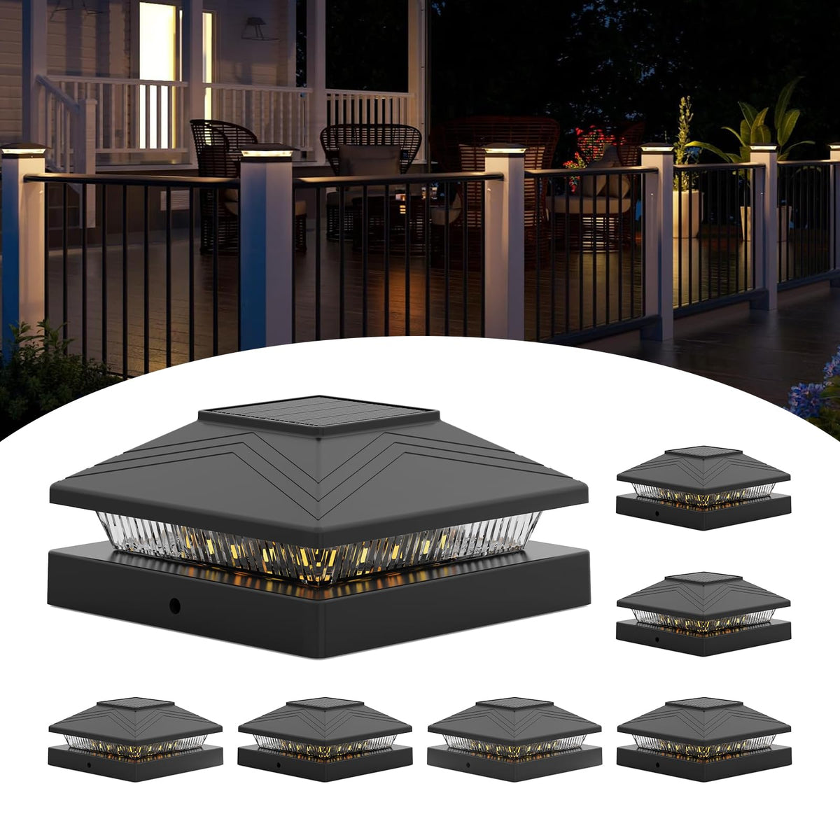 Wokelux warm-white solar post cap light on a fence post boosts curb appeal and safety at dusk
