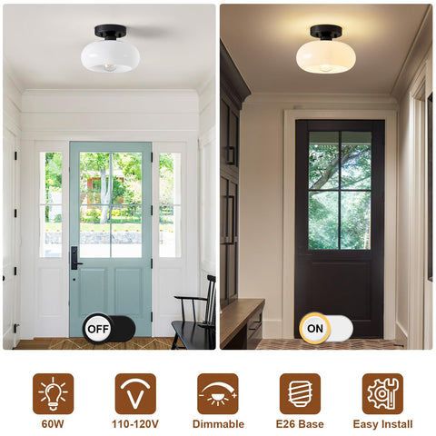 WOKNOS dimmable ceiling light compatible with dimmable bulbs for mood control.