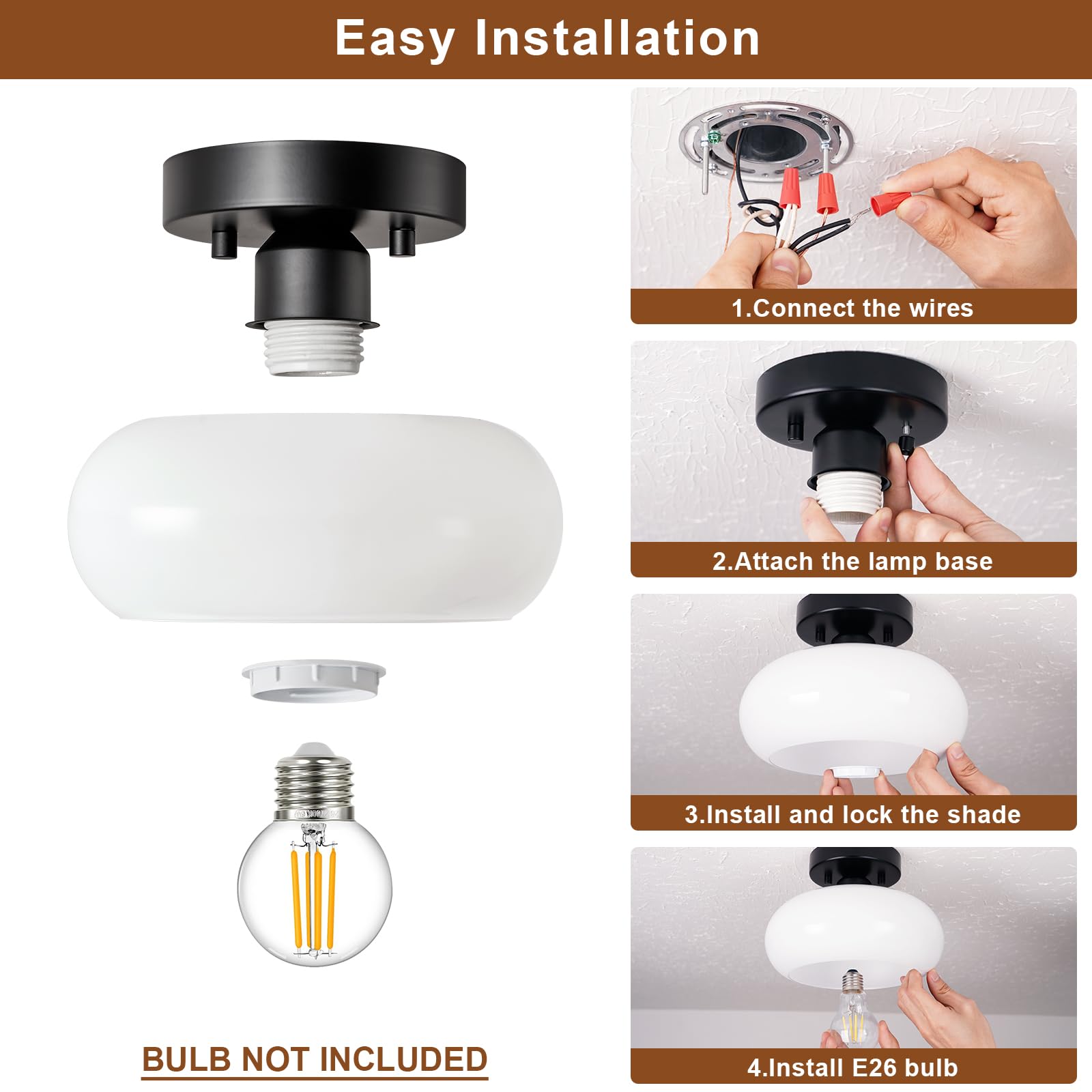 WOKNOS open shade design allows easy bulb access and quick cleaning.