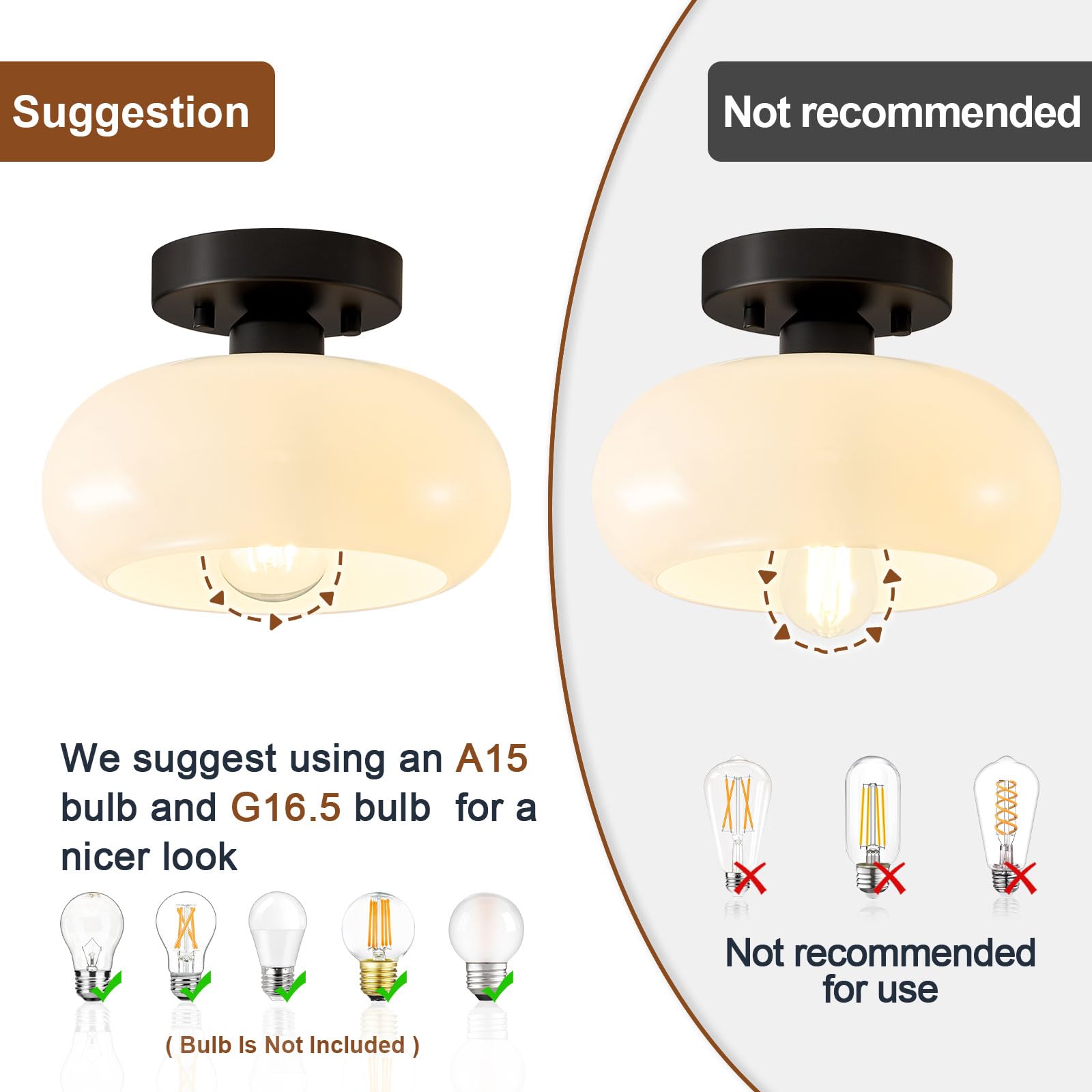 WOKNOS shade diameter 8.66 inches emphasizing compact, versatile lighting for tight spaces.