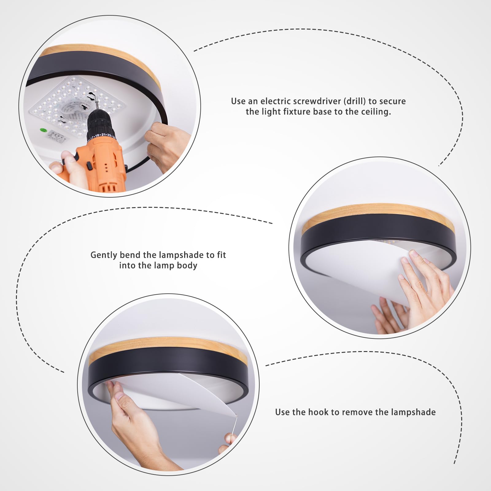 WOKNOS simple installation guide supports quick ceiling mounting