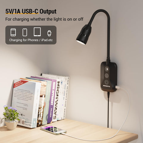 WOKWOYIO flexible neck wall lamp angles for comfortable reading