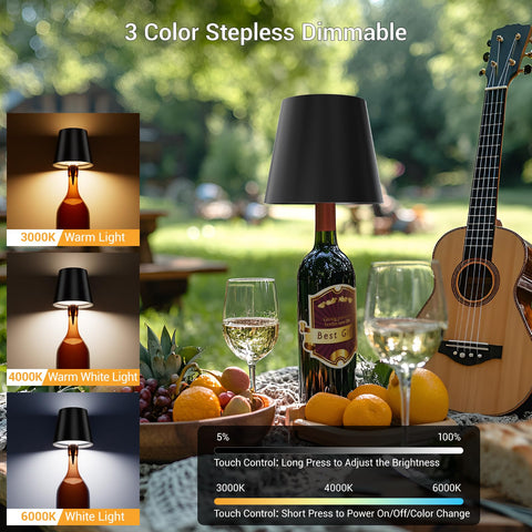 WOKWOYIO bottle lamp with warm glow enhances romantic dinners.