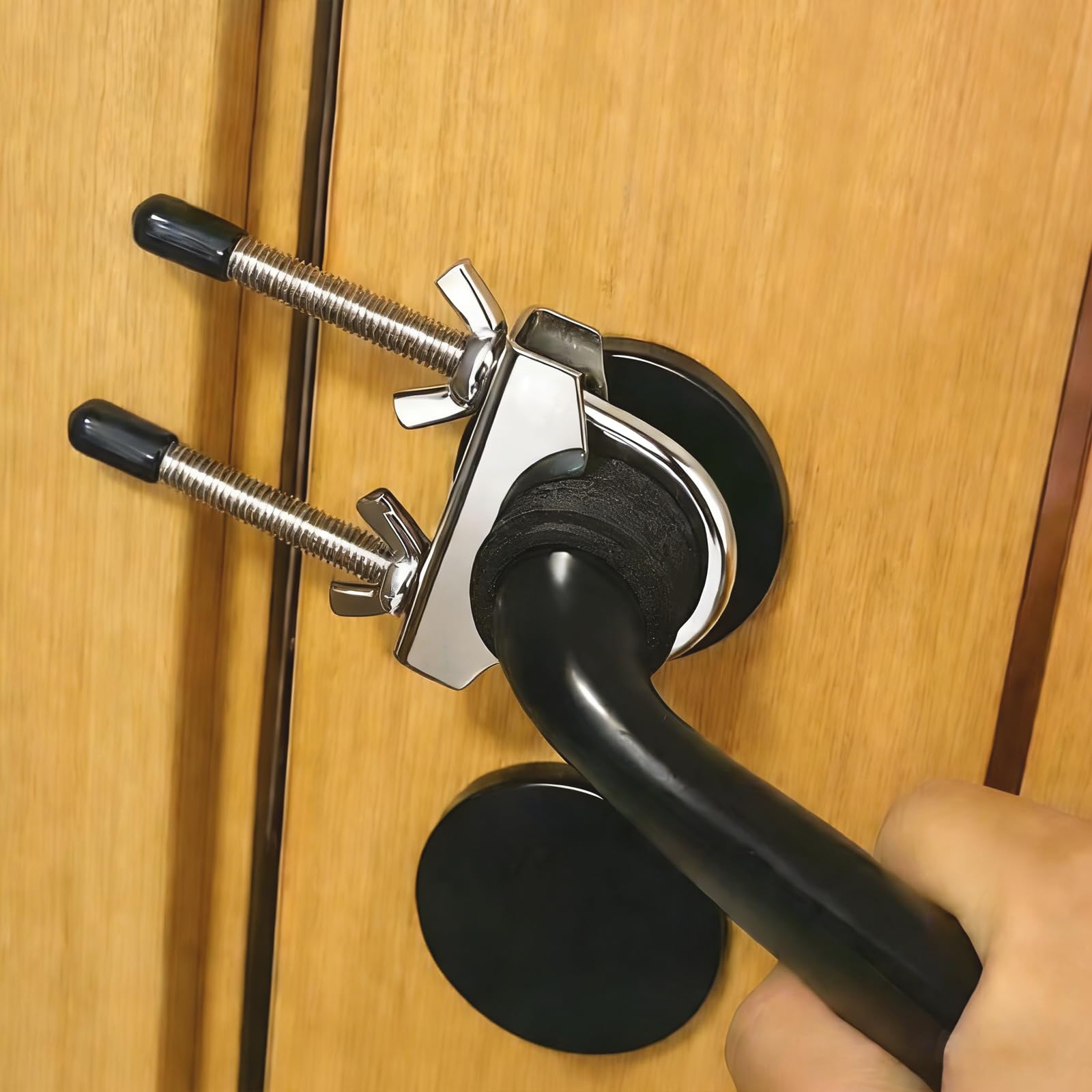 WOLAIYE portable door security lock overview showing compact design for quick setup.