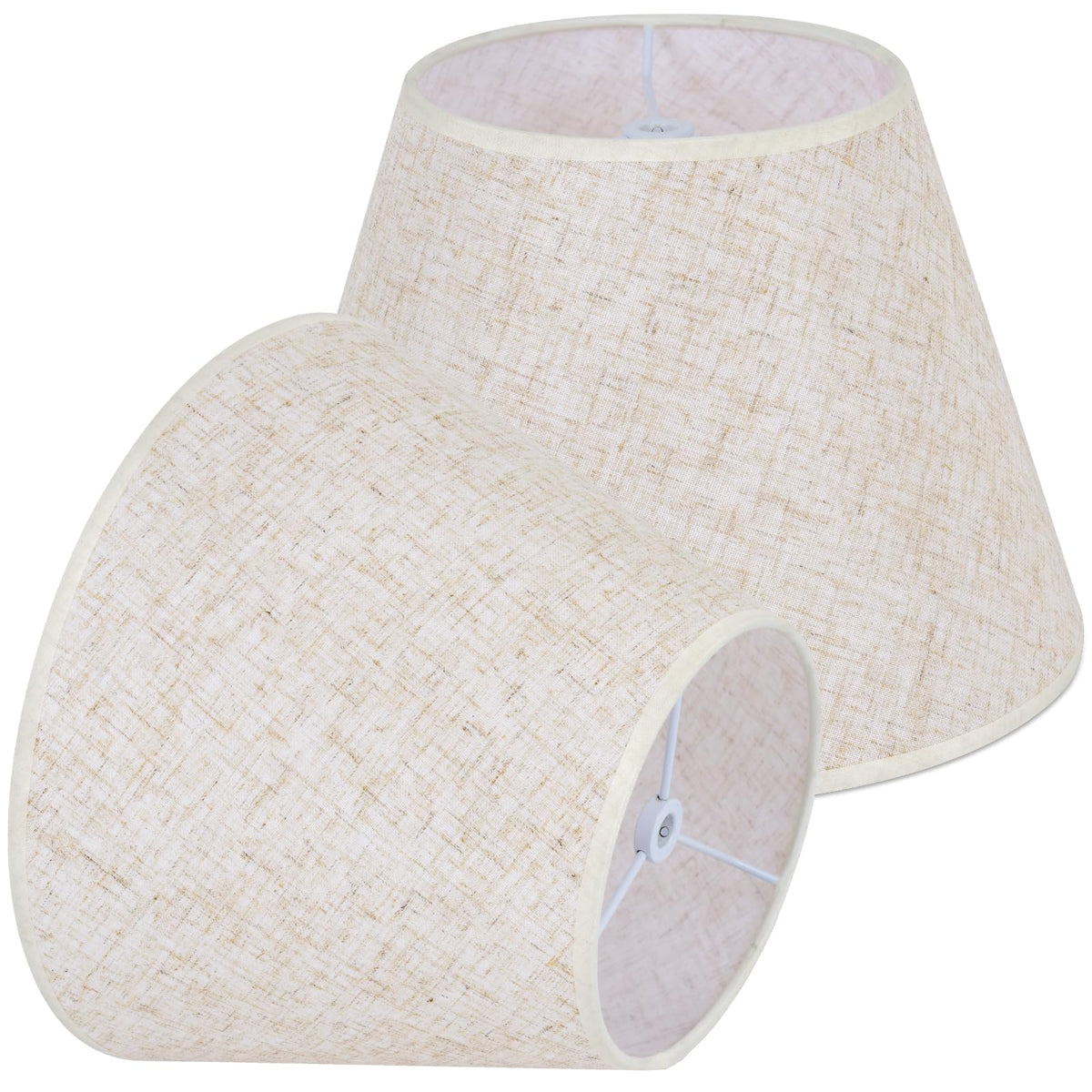 WOLEILEJIN beige lamp shade with 6 top, 10 bottom for focused bedside lighting.
