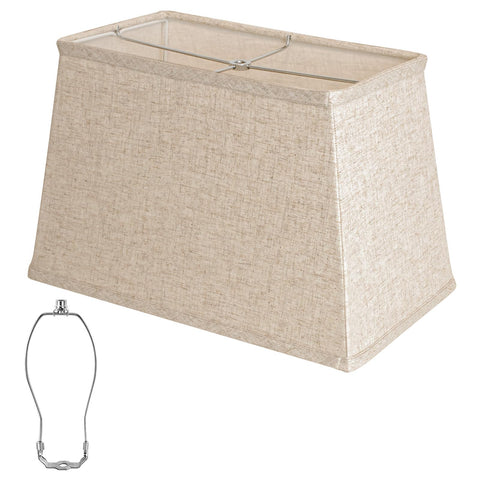 WOLEILEJIN square lampshade top view highlights beige linen texture for warm ambience.