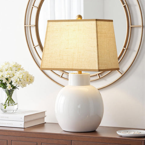 WOLEILEJIN table lamp setup with shade enables instant mood lighting.