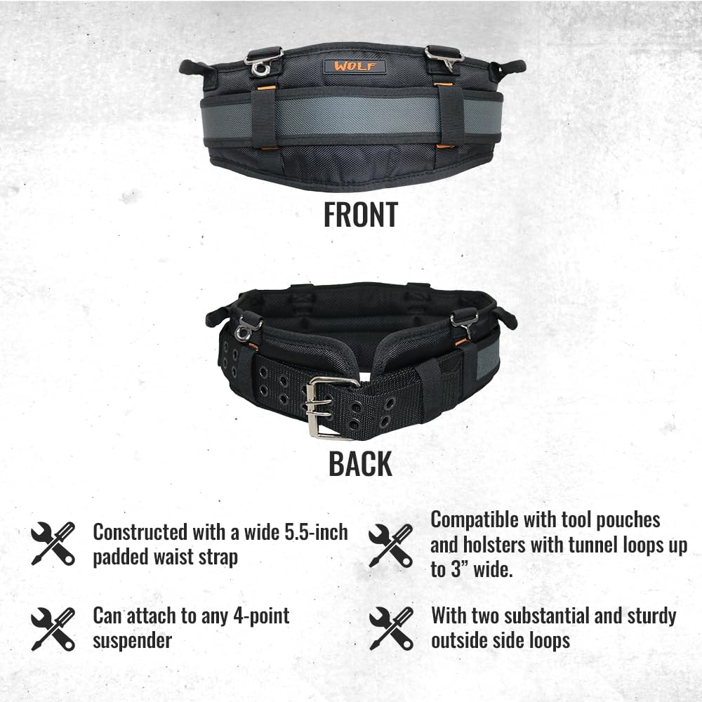Four-point suspender connectors on the WTH2110 belt for secure gear setup