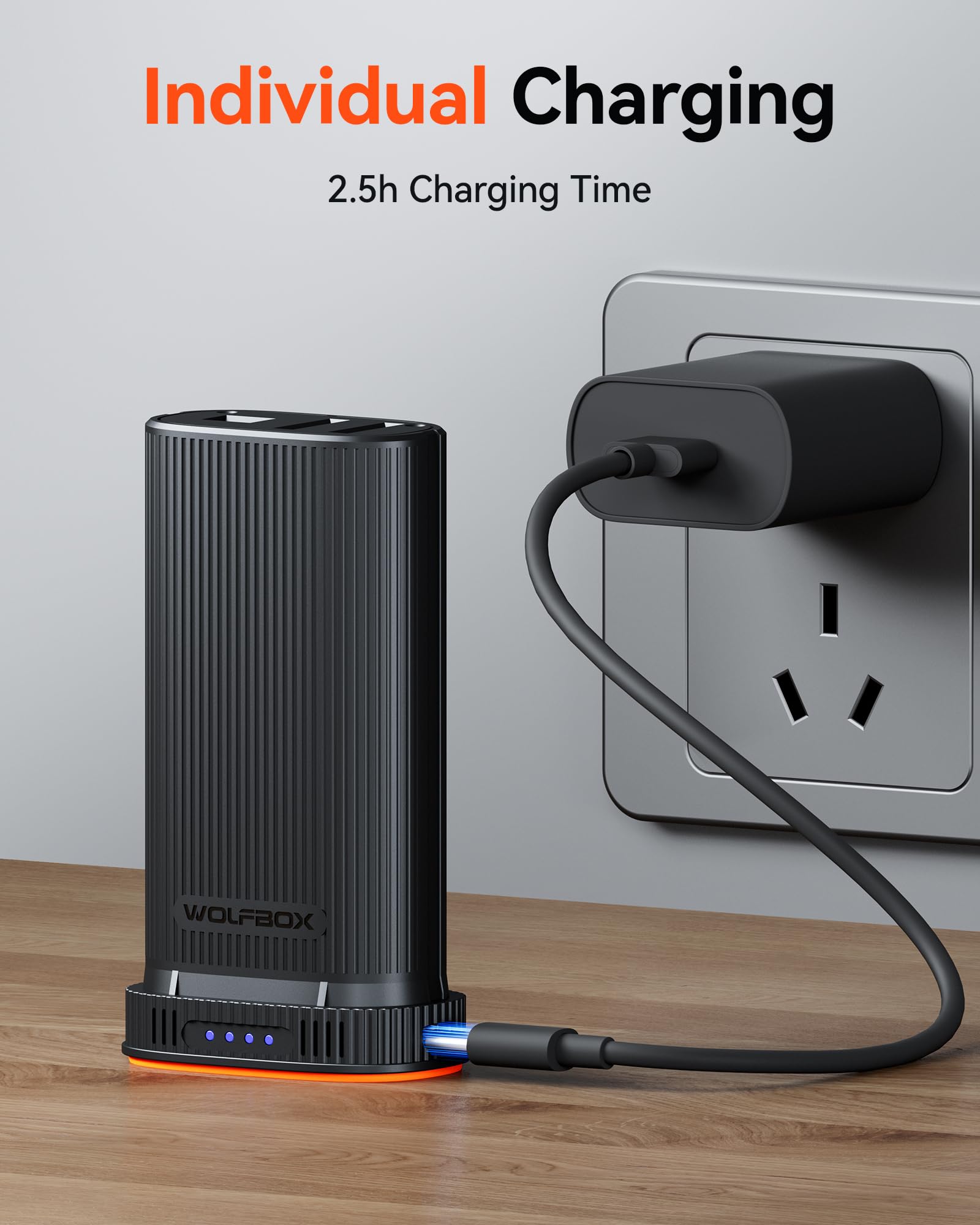 WOLFBOX MF200 charging options image demonstrates versatile recharging methods