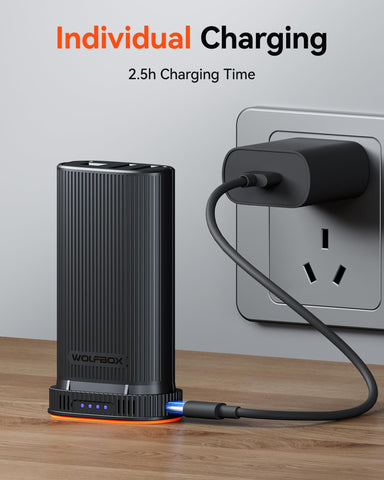 WOLFBOX MF200 charging options image demonstrates versatile recharging methods
