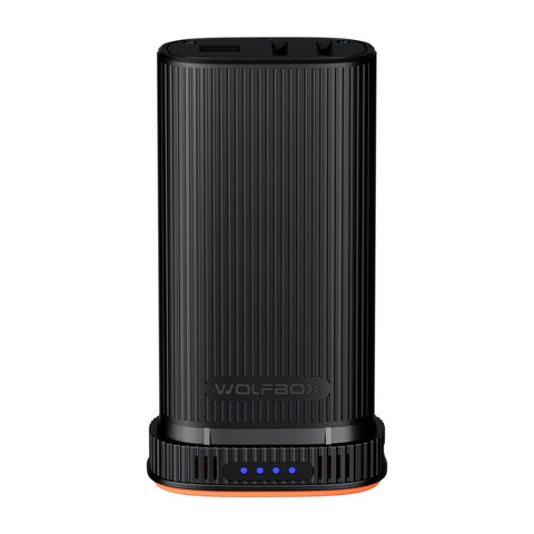 WOLFBOX MF200 battery pack front view highlights compact design for portable power